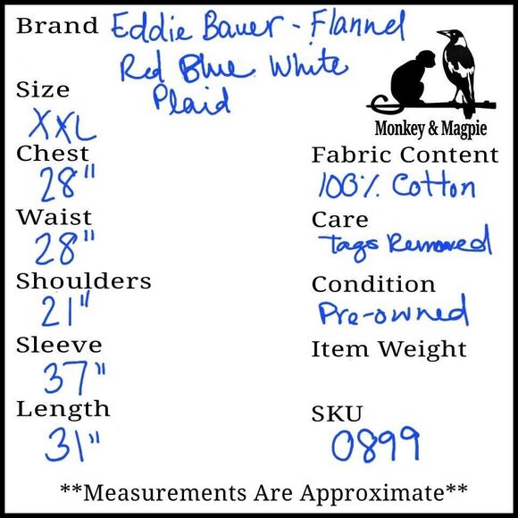 Vintage Eddie Bauer Sport Shop Heavyweight Flannel Shirt Red Blue Plaid Mens XXL - Picture 9 of 9